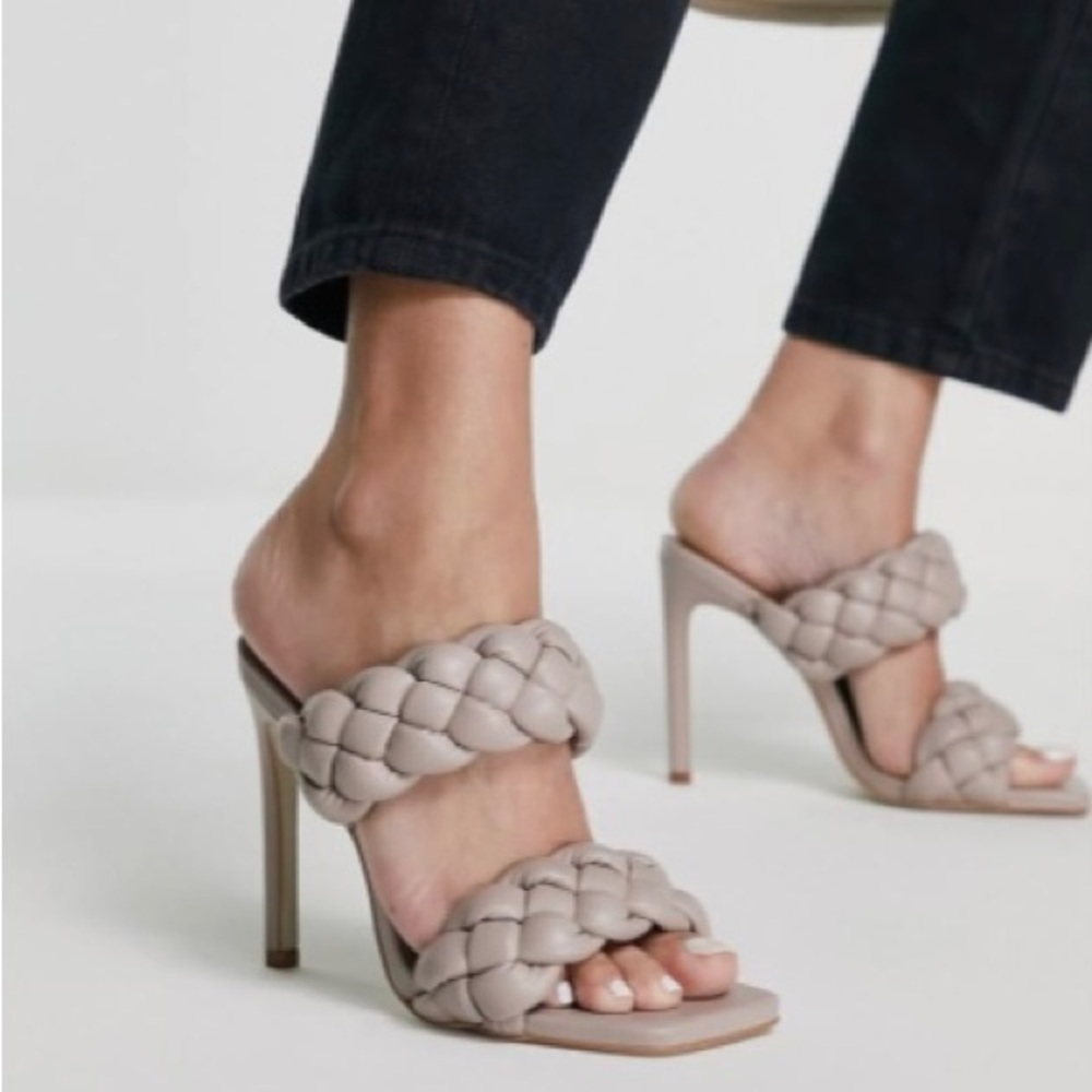 Steve Madden Taupe Braided Double Strap Stiletto Heels